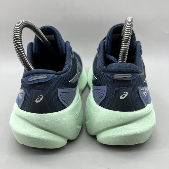 Asics Dark Blue and Light Green Running Shoes - Picture 4 of 10